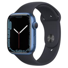Apple Watch (Series 7) 2021 GPS + Cellular 45 mm - Alumiini Sininen - Sport band Musta