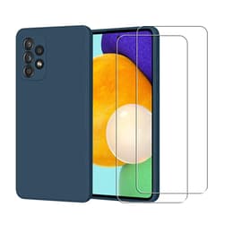 Kuori Galaxy A52 ja 2 suojakalvo - Silikoni - Sininen