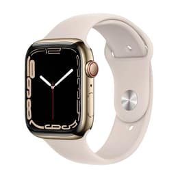 Apple Watch Series 7 (2021) GPS + Cellular 41 mm - Ruostumaton teräs Kulta - Sport band Tähtivalkea
