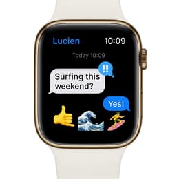 Apple Watch Series 7 (2021) GPS + Cellular 41 mm - Ruostumaton teräs Kulta - Sport band Tähtivalkea