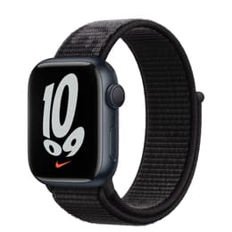 Apple Watch (Series 7) 2021 GPS 41 mm - Alumiini Keskiyö - Nike Sport loop Musta