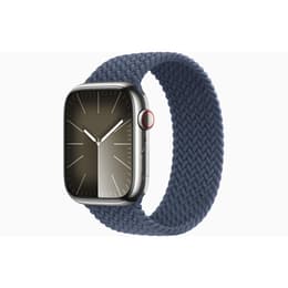 Apple Watch (Series 8) 2022 GPS + Cellular 45 mm - Ruostumaton teräs Harmaa - Braided Solo loop Sininen