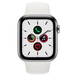 Apple Watch (Series 5) 2019 GPS + Cellular 40 mm - Ruostumaton teräs Hopea - Sport band Wit