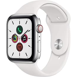 Apple Watch (Series 5) 2019 GPS + Cellular 44 mm - Ruostumaton teräs Hopea - Sport loop Wit