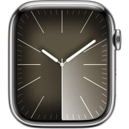 Apple Watch Series 9 (2023) GPS + Cellular 41 mm - Ruostumaton teräs Hopea - Sport band Musta