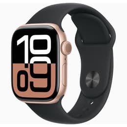Apple Watch Series 10 (2024) GPS 42 mm - Alumiini Ruusu­­kulta - Sport band Musta