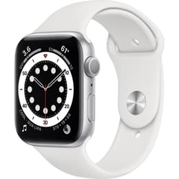 Apple Watch (Series 6) 2020 GPS + Cellular 44 mm - Ruostumaton teräs Hopea - Sport loop Wit