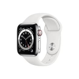 Apple Watch (Series 6) 2020 GPS + Cellular 40 mm - Alumiini Hopea - Sport loop Wit