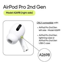 Apple Oikea kuuloke (Lightning MagSafe) - AirPods Pro 2. sukupolvi (2022) - Valkoinen (A2698)