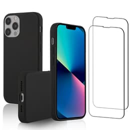 Kuori iPhone 13 Pro Max ja 2 suojakalvo - Silikoni - Musta