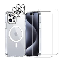 Kuori iPhone 15 Pro Max ja 2 suojakalvo - TPU - Läpinäkyvä