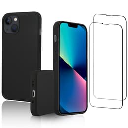 Kuori iPhone 13 mini ja 2 suojakalvo - Silikoni - Musta