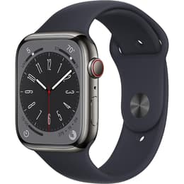 Apple Watch (Series 8) 2022 GPS + Cellular 45 mm - Ruostumaton teräs Harmaa - Sport band