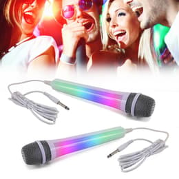 Pack Karaoké 2 Microphones filaires dynamiques - White - Effet lumineux Disco - MR ENTERTAINER G158BG Audiotarvikkeet