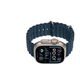 Apple Watch Ultra 2 (2023) GPS + Cellular 49 mm - Titaani Luonnontitaani - Ocean-ranneke Sininen