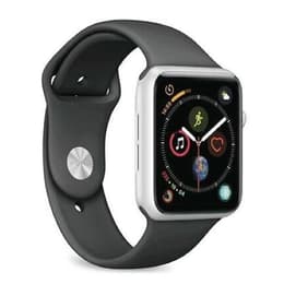 Apple Watch (Series 4) 2018 GPS 44 mm - Alumiini Hopea - Sport loop Musta