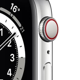 Apple Watch (Series 6) 2020 GPS 44 mm - Alumiini Hopea - Sport band Musta