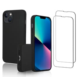 Kuori iPhone 14 ja 2 suojakalvo - Silikoni - Musta