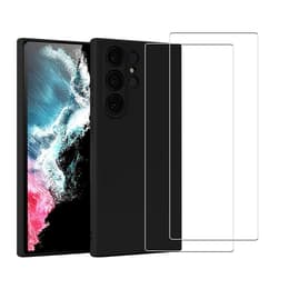 Kuori Galaxy S22 Ultra 5G ja 2 suojakalvo - Silikoni - Musta