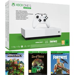 Xbox One S 1000GB - Valkoinen - Rajoitettu erä All Digital + Sea of Thieves + Fortnite + Minecraft