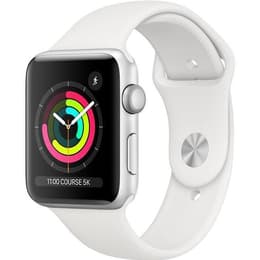 Apple Watch (Series 3) 2017 GPS + Cellular 42 mm - Ruostumaton teräs Hopea - Sport band Wit