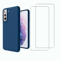 Kuori Galaxy S21 FE 5G ja 2 suojakalvo - Silikoni - Sininen