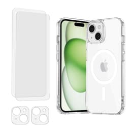 Kuori iPhone 15 Plus ja 2 suojakalvo - TPU - Läpinäkyvä