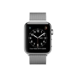 Apple Watch (Series 3) 2017 GPS + Cellular 38 mm - Ruostumaton teräs Alumiini - Milanolaisranneke Hopea