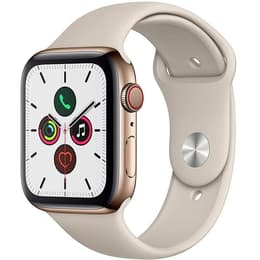 Apple Watch (Series 4) 2018 GPS + Cellular 44 mm - Ruostumaton teräs Kulta - Sport loop Harmaa hiekka