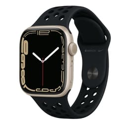 Apple Watch Series 7 (2021) GPS 41 mm - Alumiini Tähtivalkea - Nike Sport band Musta