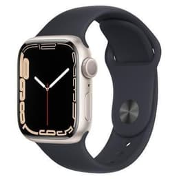 Apple Watch (Series 7) 2021 GPS 41 mm - Alumiini Tähtivalkea - Sport band Musta