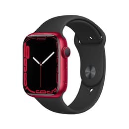 Apple Watch (Series 7) 2021 GPS 45 mm - Alumiini Punainen - Sport band Musta