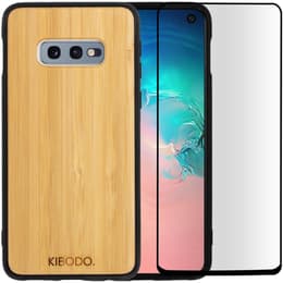 Kuori Galaxy S10e ja suojaava näyttö - Puu - Ruskea