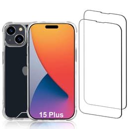 Kuori iPhone 15 Plus ja 2 suojakalvo - Kierrätysmuovi - Läpinäkyvä
