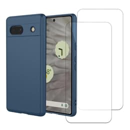 Kuori Google Pixel 7a ja 2 suojakalvo - Silikoni - Sininen