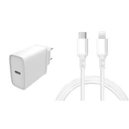 Kaapeli ja Wall Plugi (USB-C + Lightning) 20W - WTK