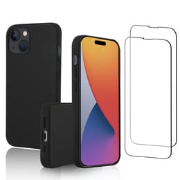 Kuori iPhone 15 ja 2 suojakalvo - Silikoni - Musta
