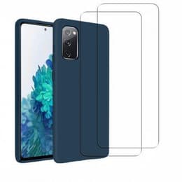 Kuori Galaxy S20 FE ja 2 suojakalvo - Silikoni - Laivastonsininen