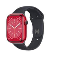 Apple Watch (Series 8) 2022 GPS 41 mm - Alumiini Punainen - Sport band Musta