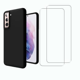 Kuori Galaxy S21 FE 5G ja 2 suojakalvo - Silikoni - Musta