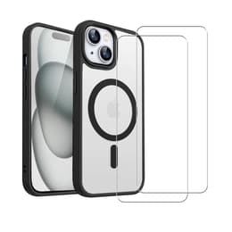 Kuori iPhone 15 ja 2 suojakalvo - TPU - Läpinäkyvä