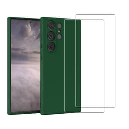Kuori Galaxy S23 Ultra ja 2 suojakalvo - Silikoni - Vihreä