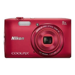 Kompaktikamera Nikon Coolpix S3600 - Punainen + objektiivi Nikon Nikkor Wide Optical Zoom 25-200 mm f/3.7-6.6