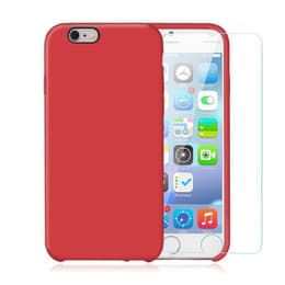 Kuori ja 2 suojakalvo iPhone 6 Plus/6S Plus - Silikoni - Punainen