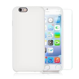 Kuori ja 2 suojakalvo iPhone 6 Plus/6S Plus - Silikoni - Valkoinen