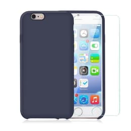 Kuori ja 2 suojakalvo iPhone 6 Plus/6S Plus - Silikoni - Sininen