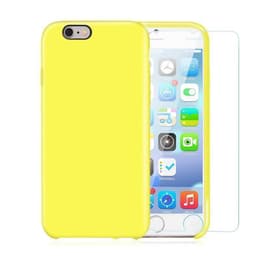 Kuori ja 2 suojakalvo iPhone 6 Plus/6S Plus - Silikoni - Keltainen