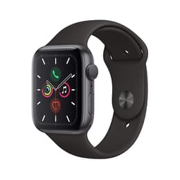 Apple Watch (Series 5) GPS 44 mm - Alumiini Tähtiharmaa - Armband Sport band Musta