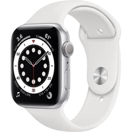 Apple Watch (Series 6) Syyskuu 2020 44 mm - Alumiini Hopea - Armband Sport loop Wit