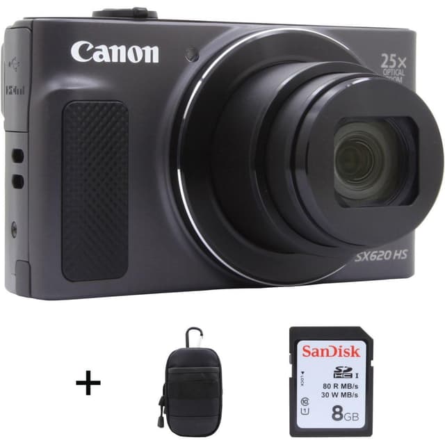 Compact Canon SX620 HS - Musta + Objektiivi Canon 25-625mm f/3.2-6.6 + Кameralaukku + SD 8GB